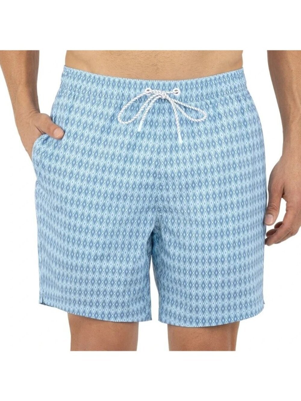 NWT Bonobos Men's M Light Blue Diamond Print Swim Shorts